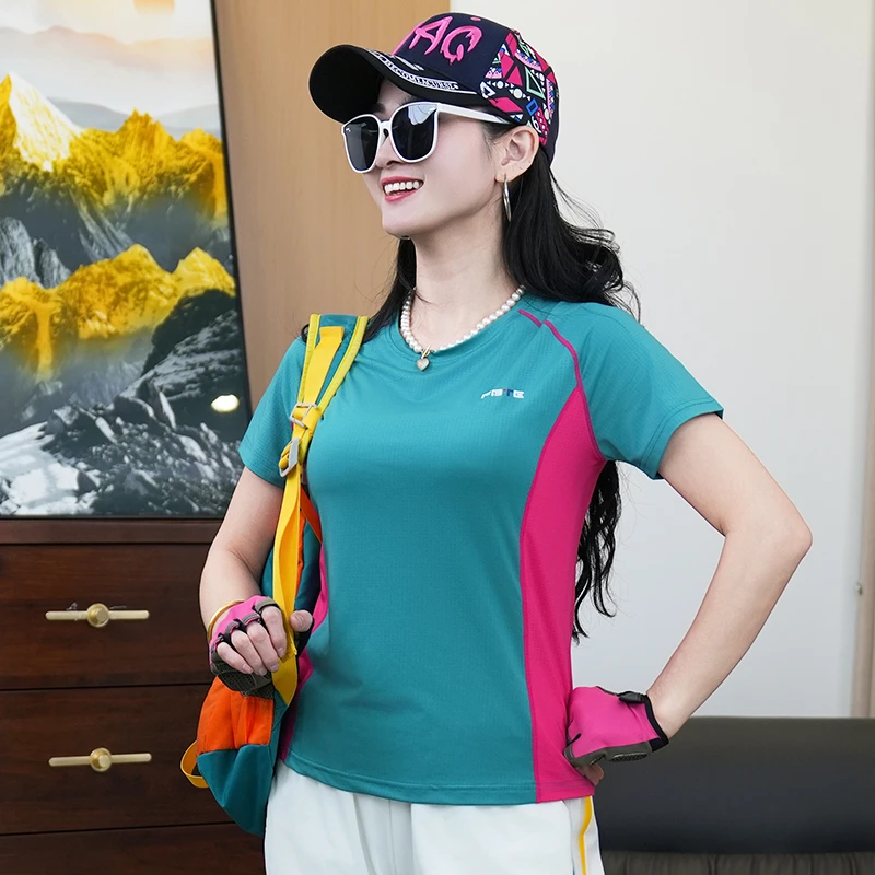 短袖T恤女春夏款时尚洋气圆领打底衫休闲运动透气弹力冰感速干衣