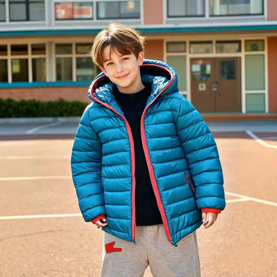 严重断码儿童双面白鸭绒薄款羽绒服户外休闲连帽羽绒外套961862款