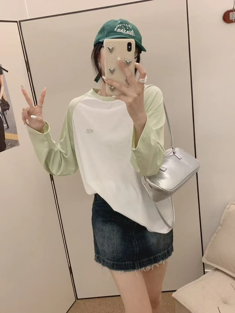 新款刺绣雪花棉防晒插肩袖极简风宽松长袖