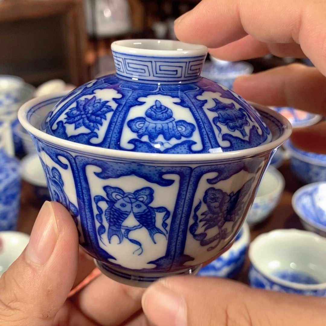 建***陈摆件景德镇八宝盖碗