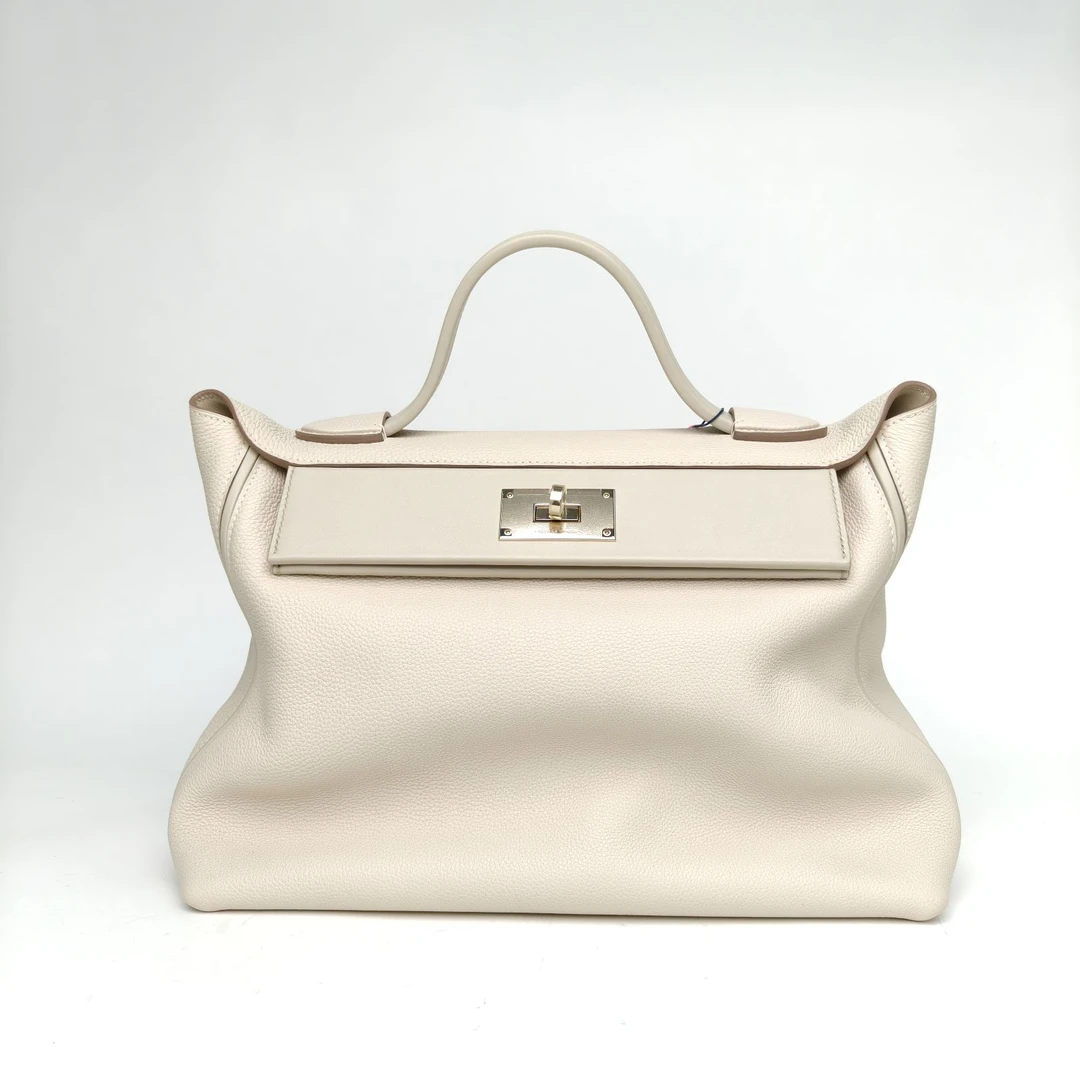 99新 Hermes/爱马仕 【黑黑】2424 35 I2奶油白 Togo皮 U刻 金扣