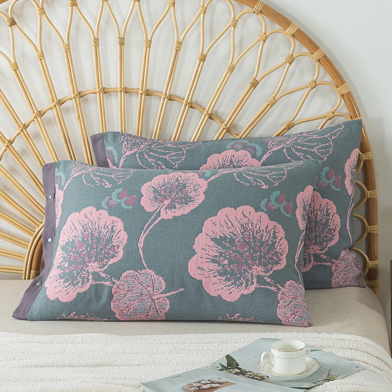 ◎纯棉纱布印花枕套一对装 亲肤舒适四季通用可机洗床品套件单人