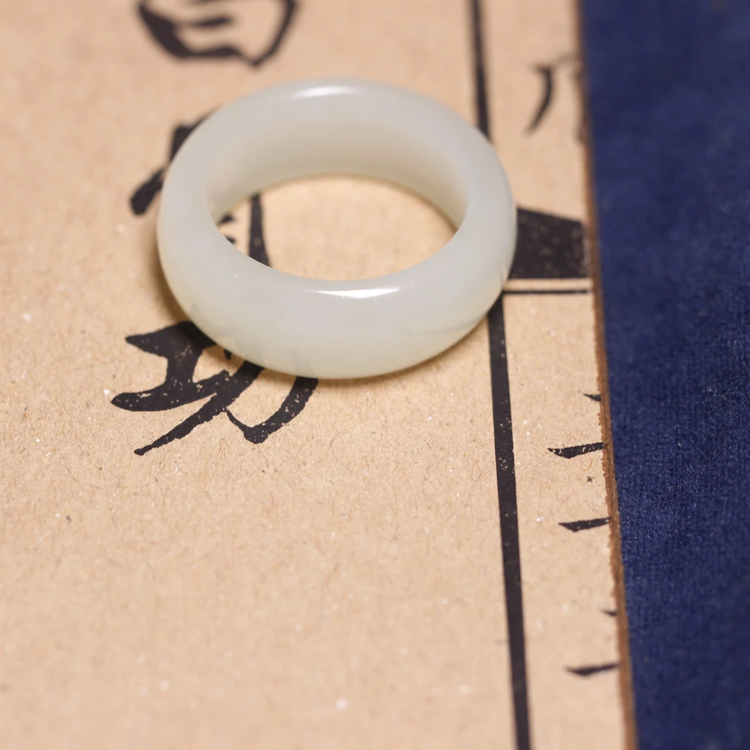 和田玉指环戒指戒圈男士内径21mm港码25号白玉礼物天然