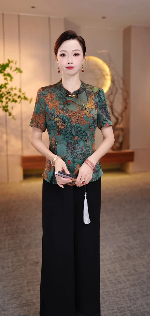 真两件套2025夏季新款洋气气质显瘦加大码中长款妈妈装K2558582