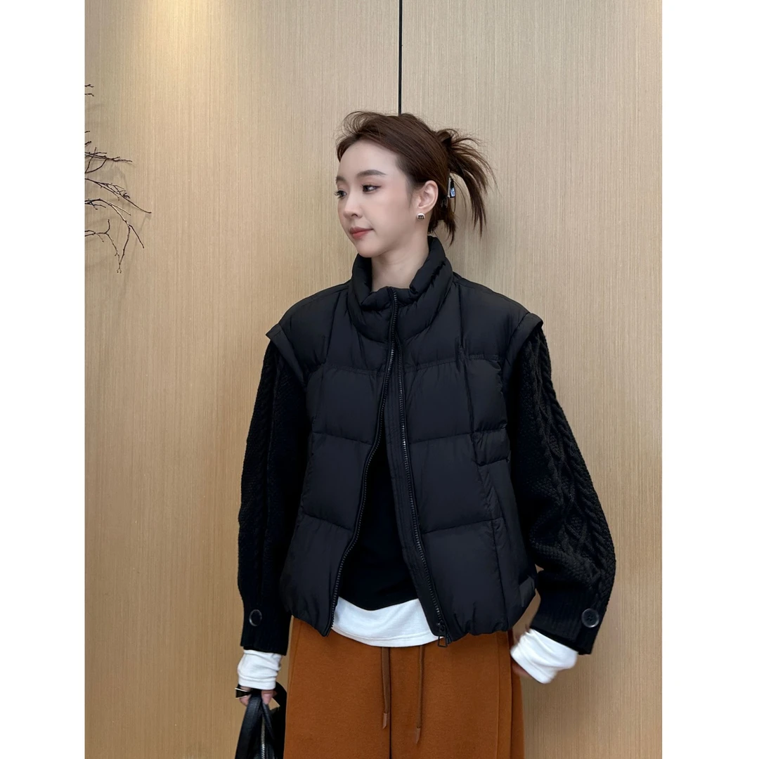 小静静一会【贴标拼接羽绒服】2025秋季新款百搭宽松外套 2510C6572