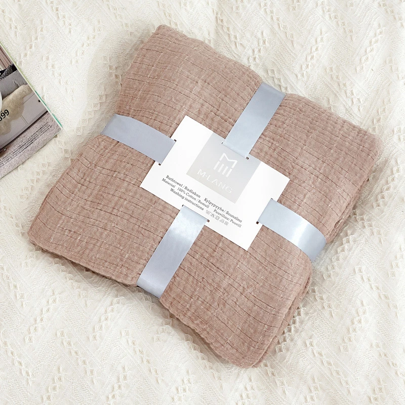 【京かわ会社】四层纱布毛巾被棕色白边