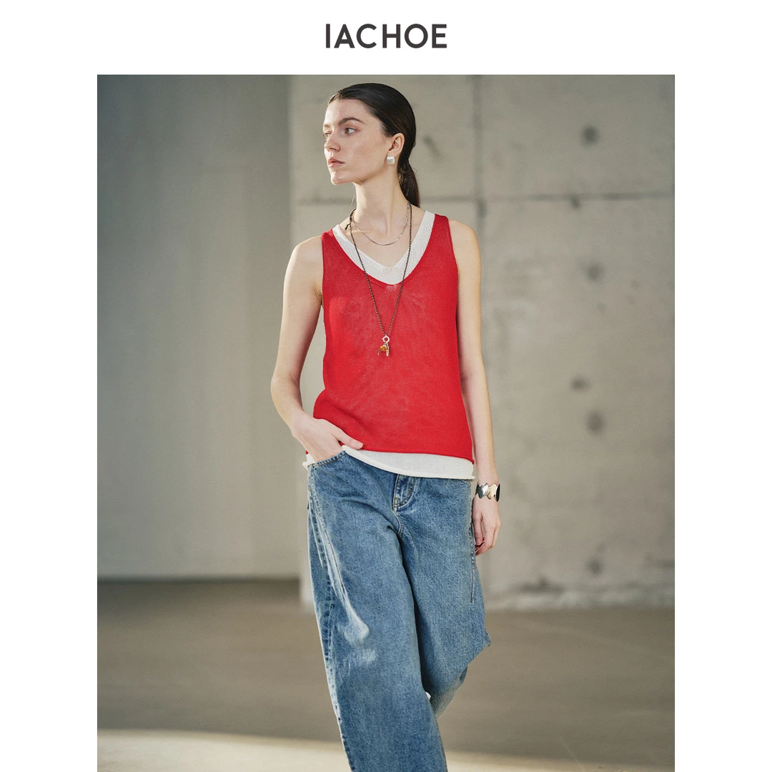 专属链接IACHOE假两件含三醋酸红绿背心3631503011