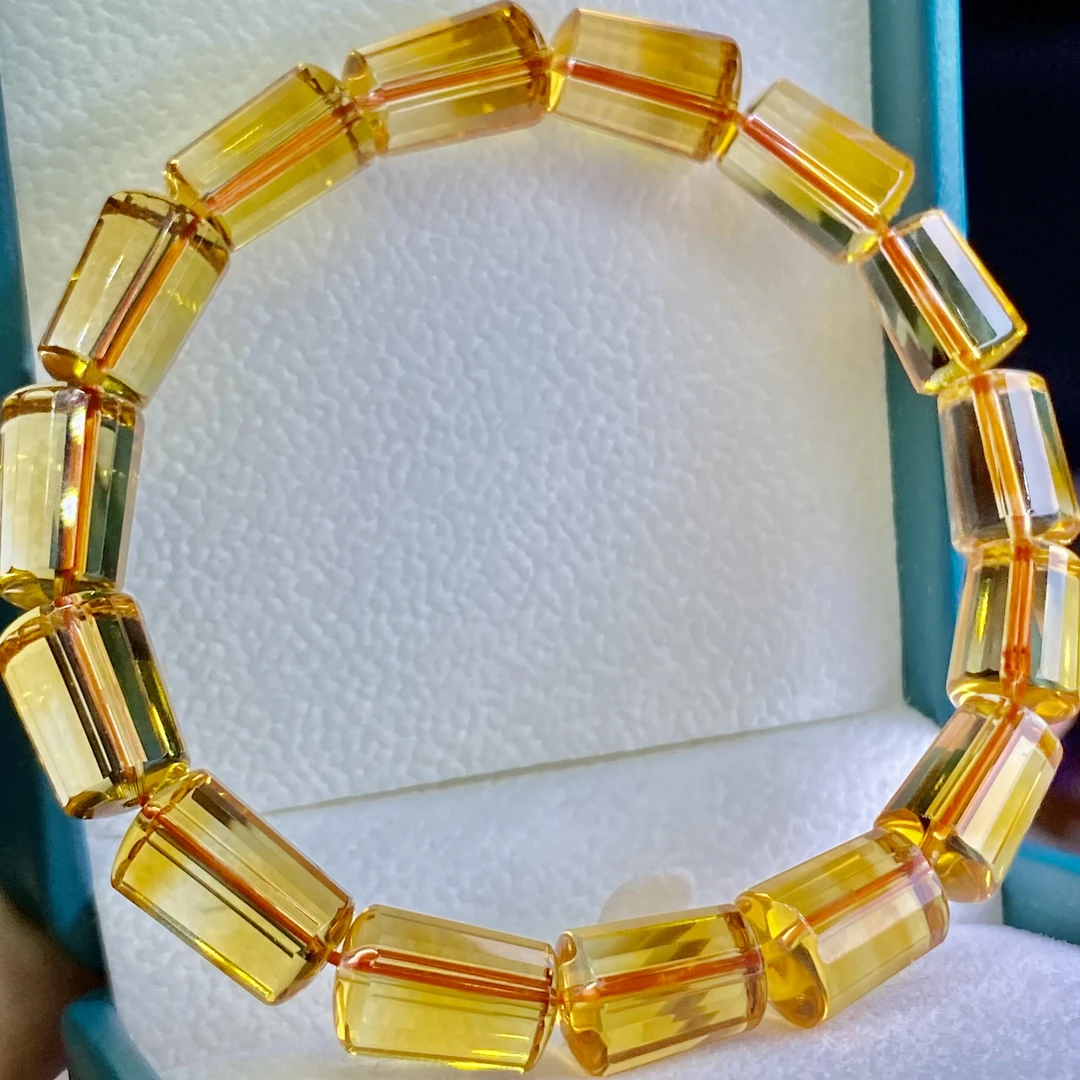 天然精品巴西暴力黄黄水晶手链一物一图男女款正品送证书