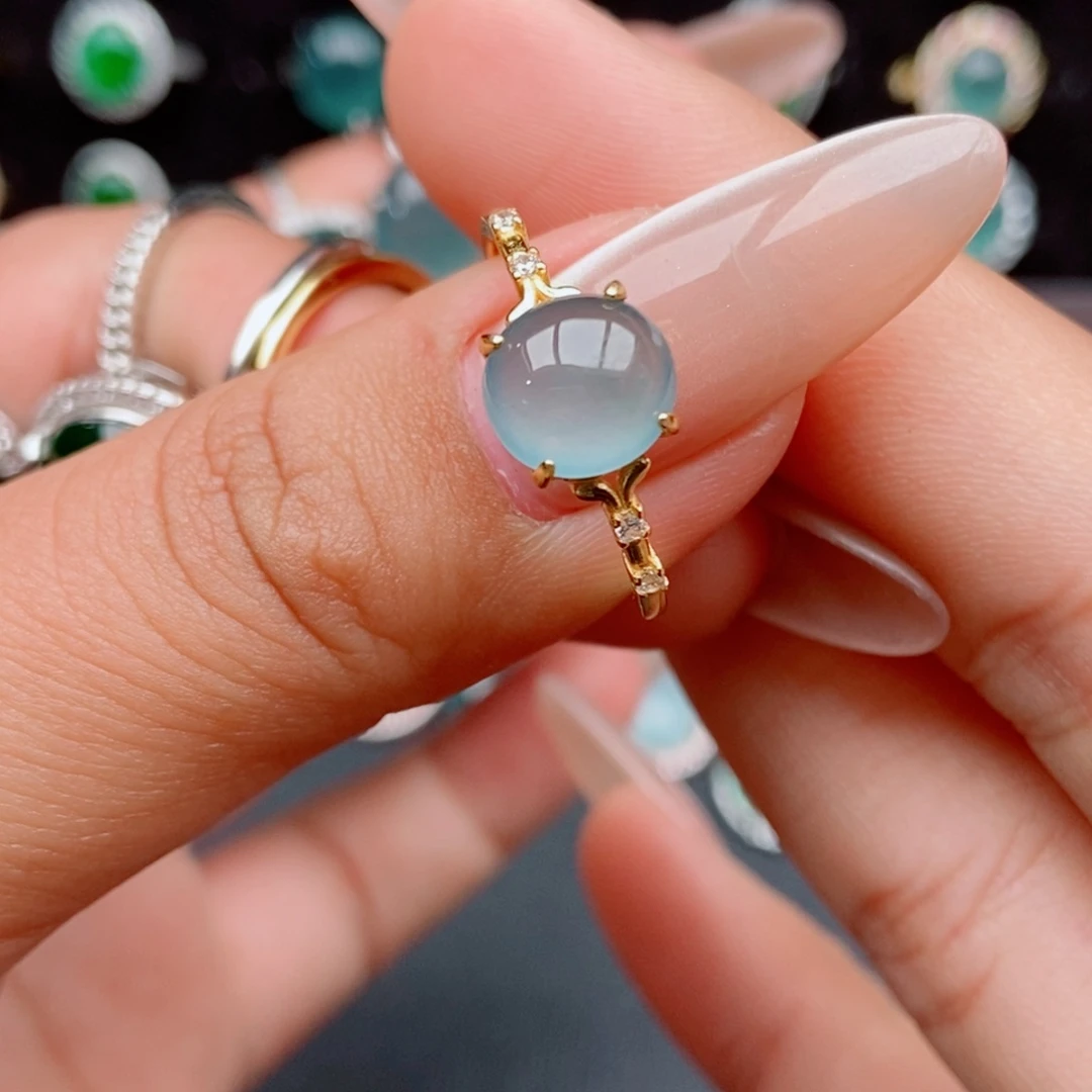 翡翠戒指银S925镶嵌5554