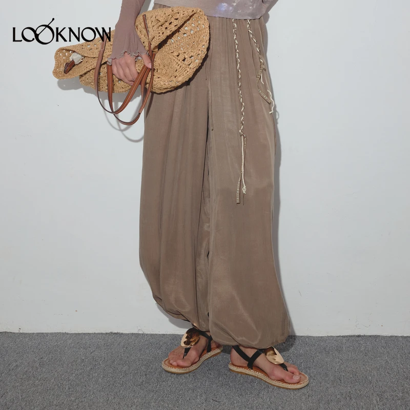 IF BY LAND设计师品牌LOOKNOW2025年春季新款编织腰带铜氨灯笼裤