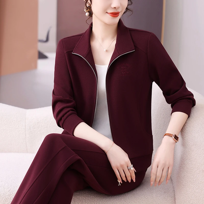 外套春秋款2025新款中老年春装运动服套装女大码休闲衣服上衣