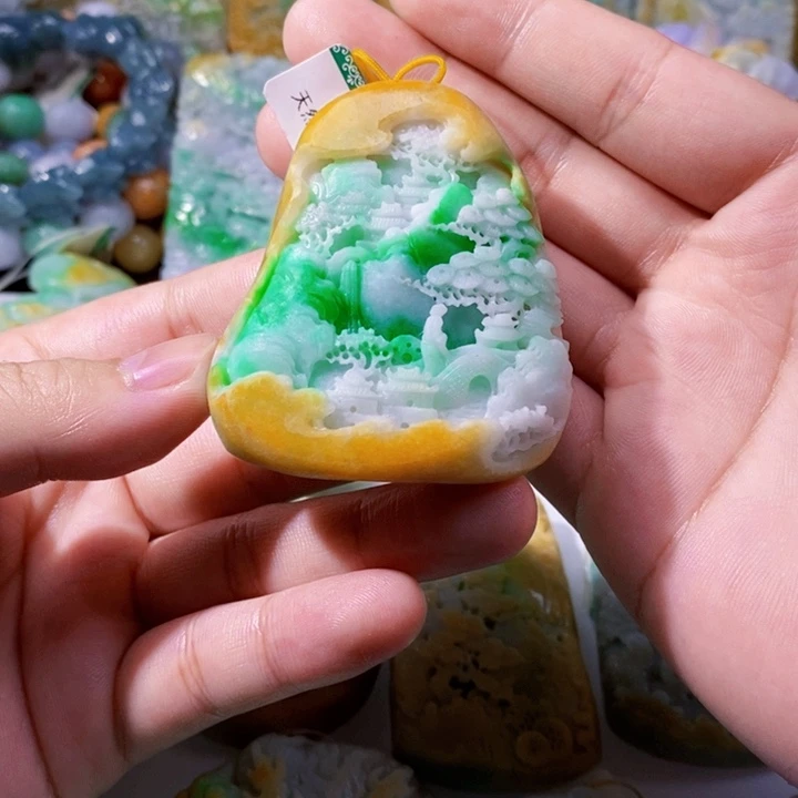 未镶嵌定制翡翠翡翠山水牌