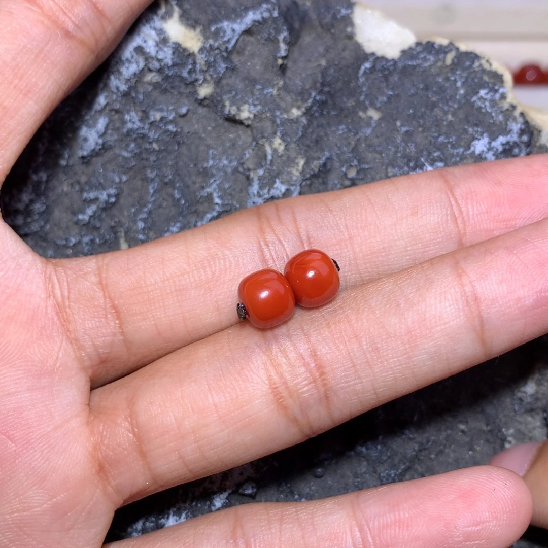 南红玛瑙未镶嵌满肉柿子锦老型7.2×6.2微纹