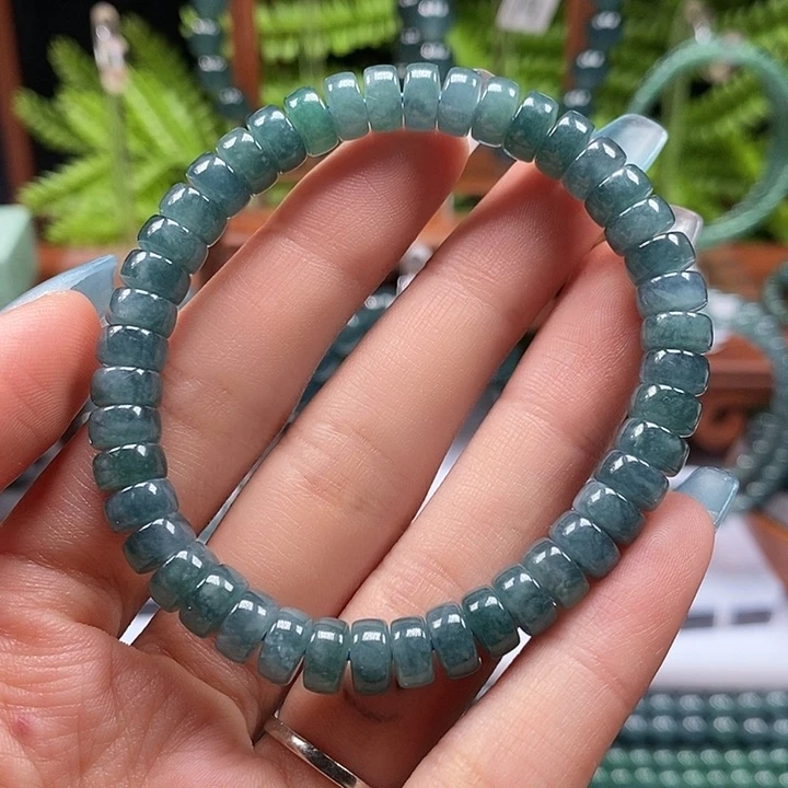 手链翡翠未镶嵌7.4mm药片手串