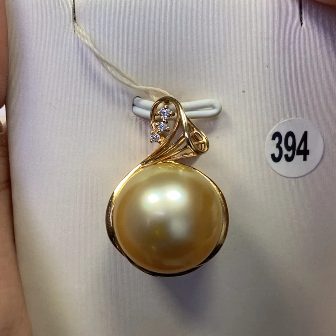 海水珍珠18K金镶嵌吊坠(不含链)14.2mm