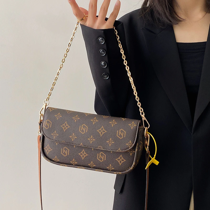 高级感女包包2025新款时尚复古印花小方包百搭单肩斜挎包腋下包潮