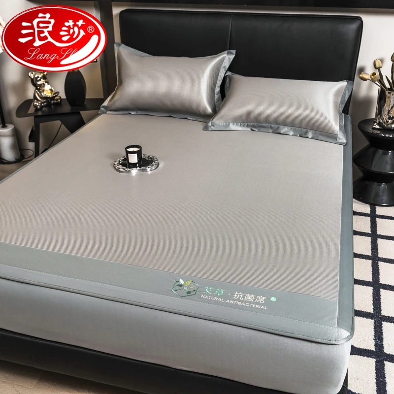 浪莎夏季冰丝凉席三件套2025新款夏天藤席子床笠可机水洗床垫单人
