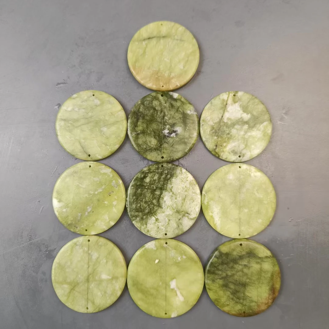 石头画天然玉石切片打孔吊坠石画画圆石片彩绘圆石片画画专用圆片