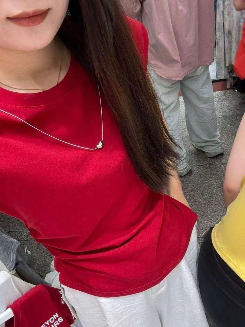 【萍姐】休闲风不规则飞飞袖小众短袖少女风T恤圆领