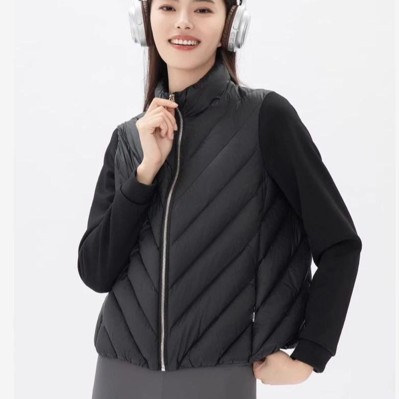 新款宽松休闲时尚高端外套拼接袖羽绒服8507