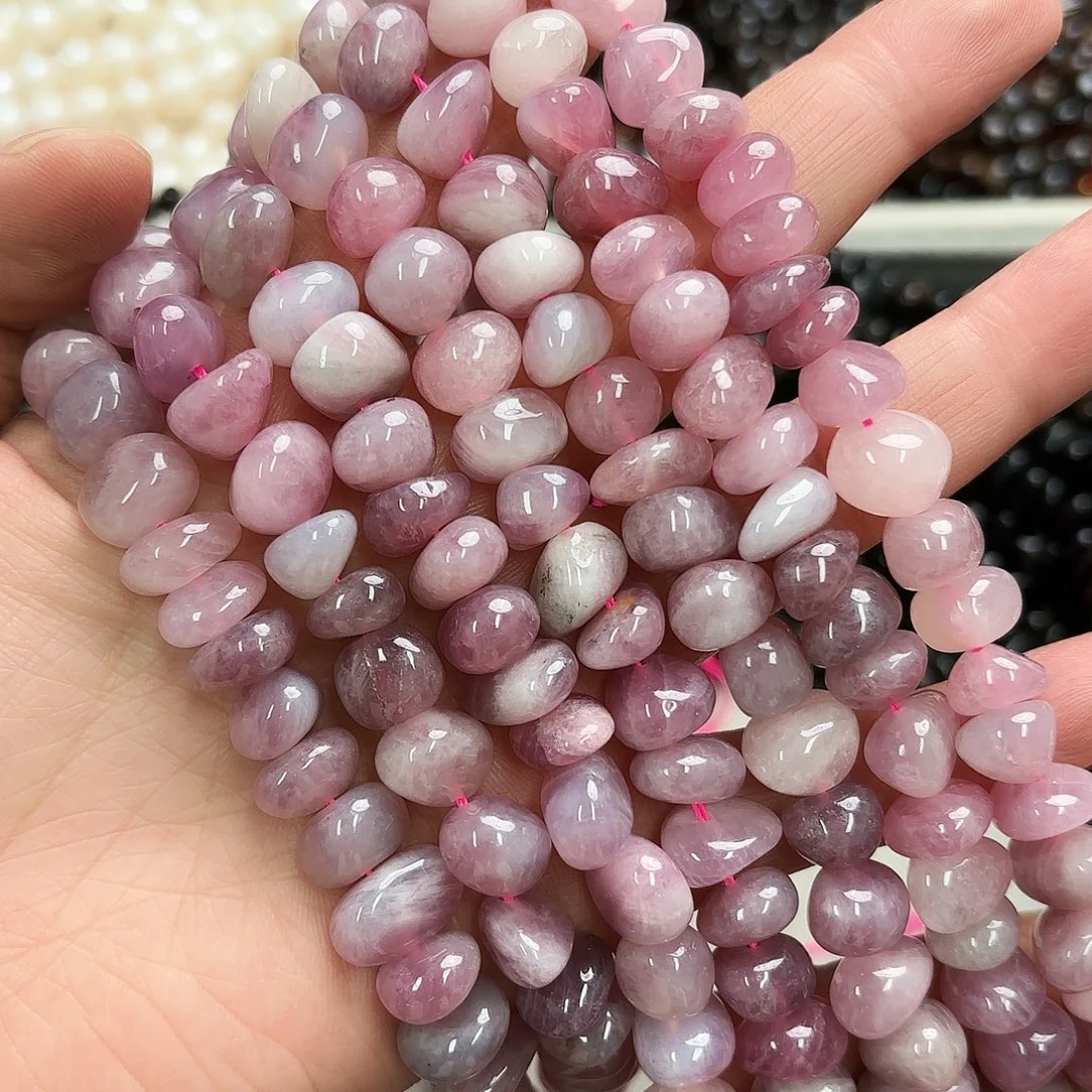 玛瑙/玉髓未镶嵌珠宝半成品卡12紫玛粉糖豆一条