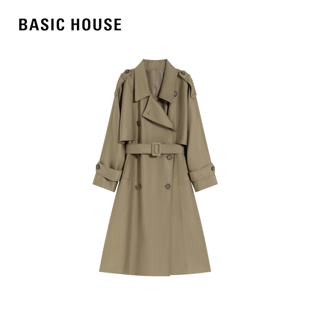 Basic House/百家好25秋冬轻奢百搭外套宽松设计师女士大气风衣