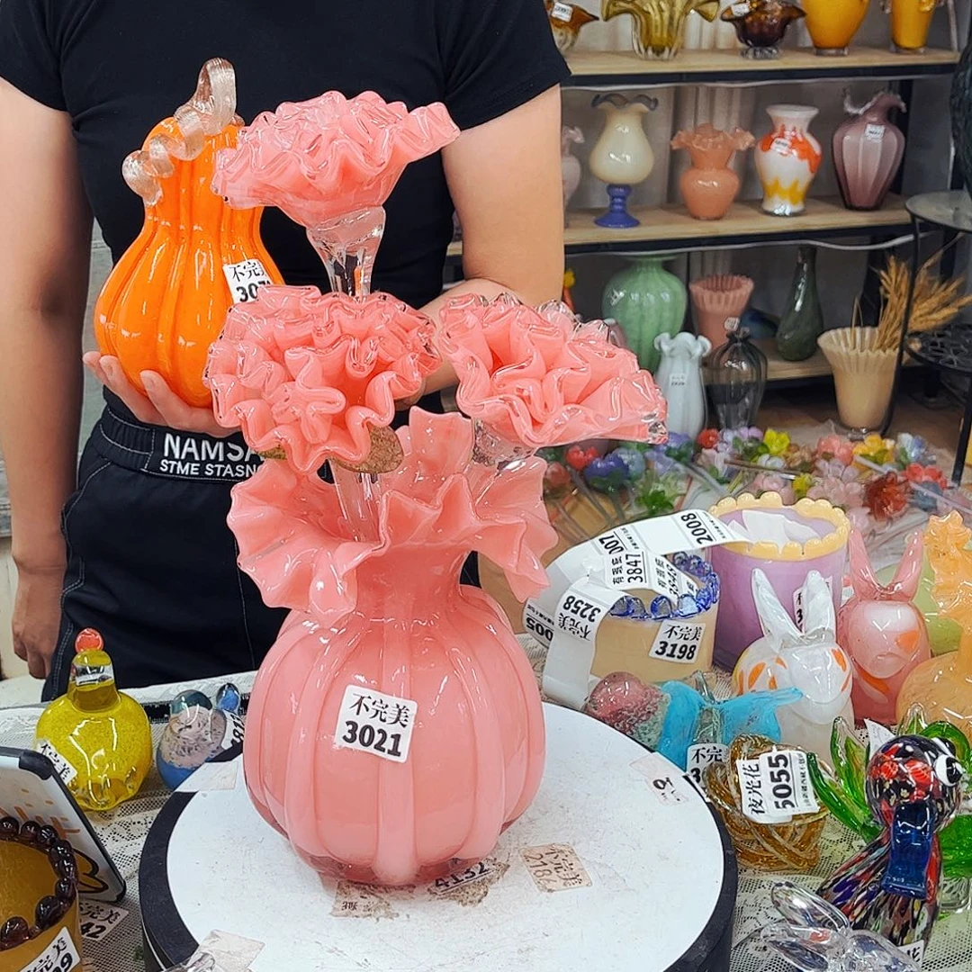 3花1瓶 家悦琉璃工艺品瓶不完美