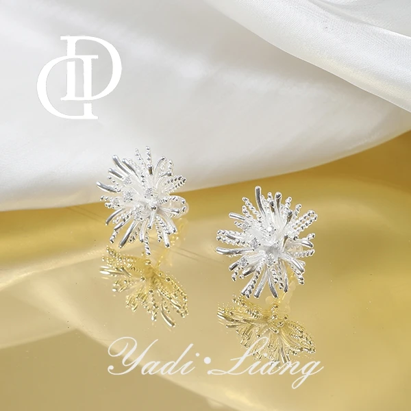 925银耳饰 梁雅帝新品【雪花炸炸Plus】设计款气质时尚纯银耳饰