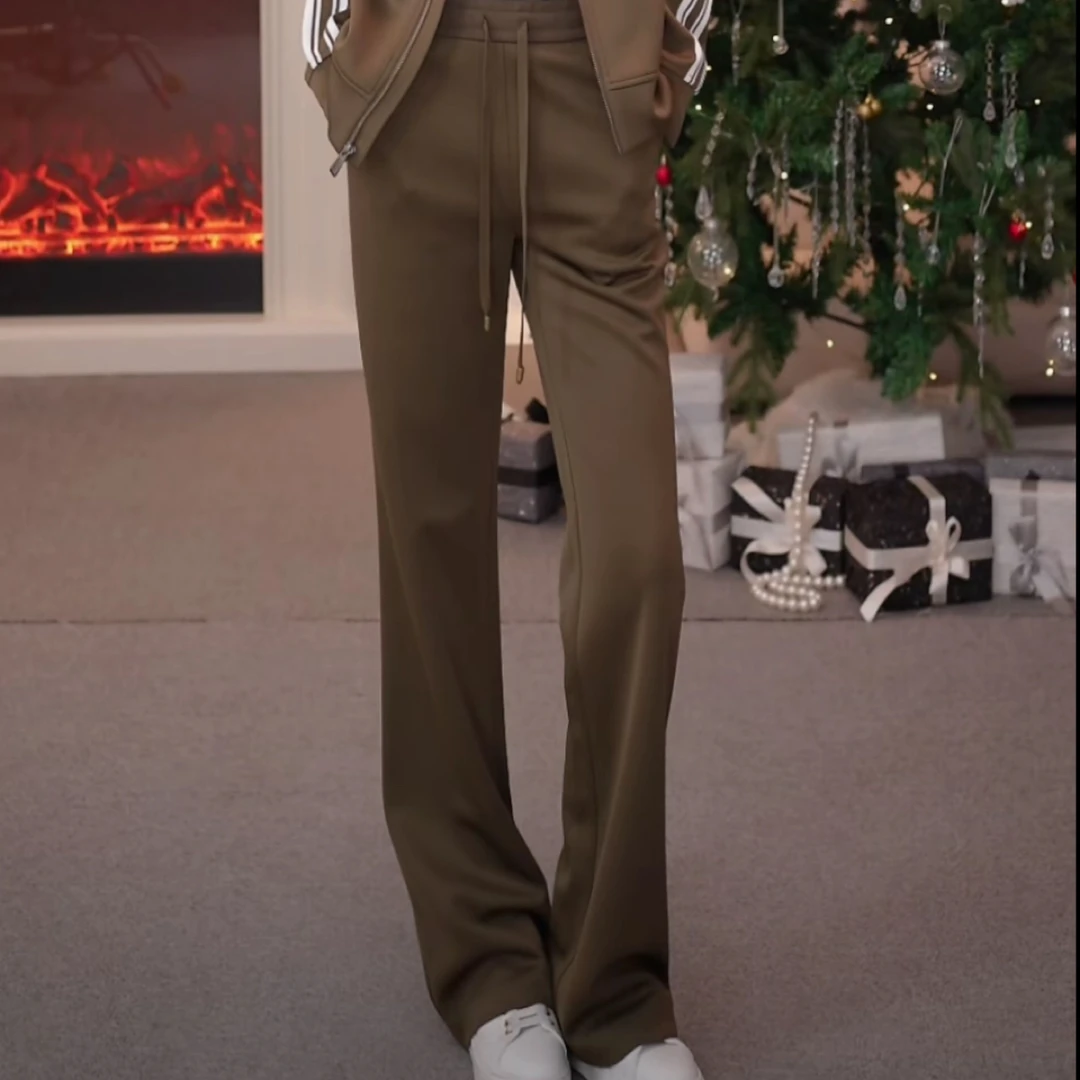 AMASS/阿玛施早春新款松紧腰时尚百搭简约微喇休闲长裤510063