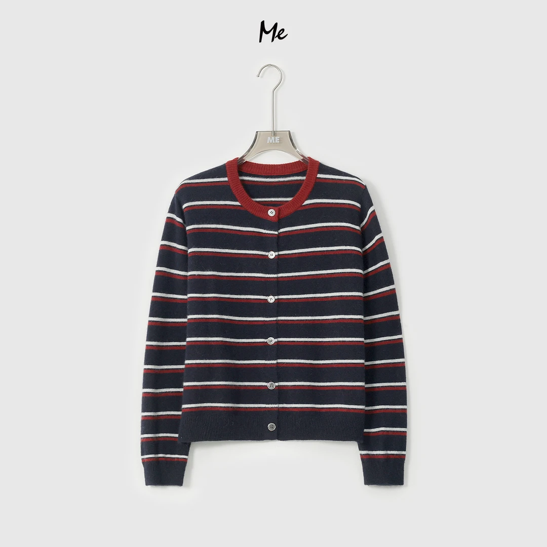 ME【MM学院派】 北纬37°绵羊毛艺术条纹时尚百搭休闲毛衣MESA2600