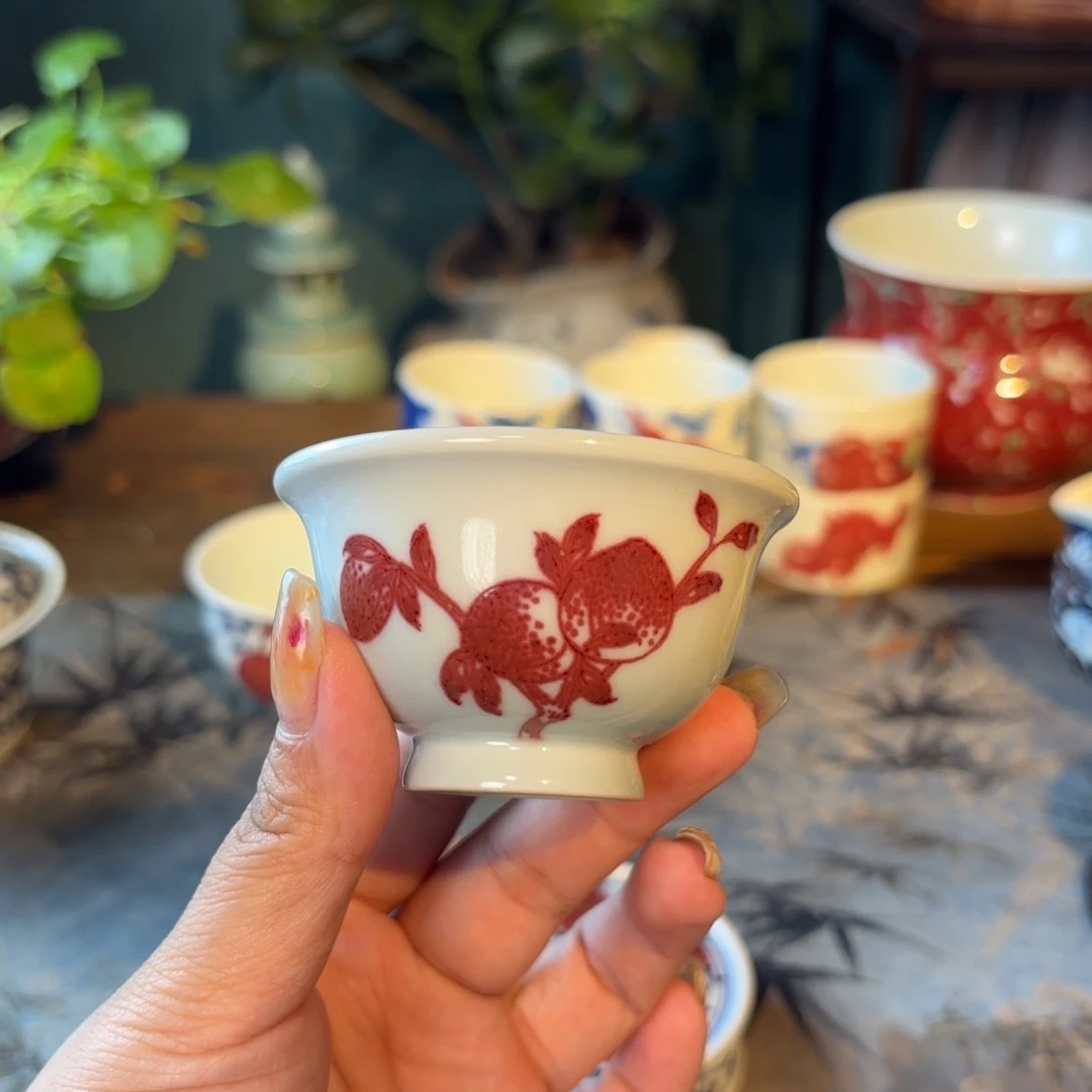 青花釉里红点工桃子