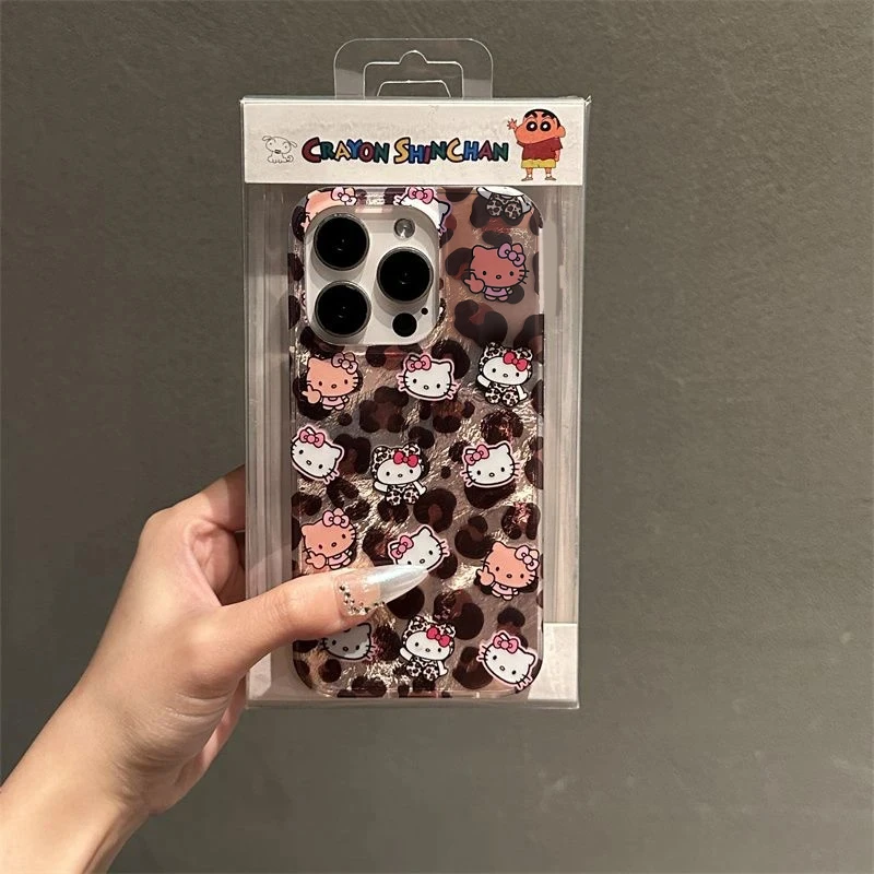 欧克里里豹纹Kitty头像适用苹果16/15漩涡手机壳华为vivo小米oppo