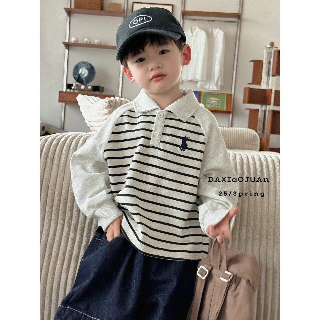 现货【大小卷】春季新品童装条纹POLO衫-70783