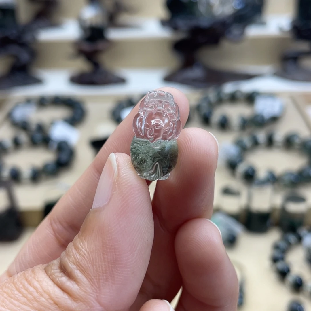 水晶吊坠(不含链)未镶嵌小**学绿幽灵吊坠定制不退换