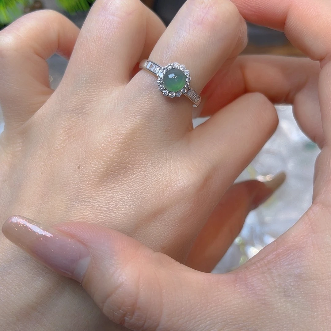 翡翠银S925镶嵌戒指