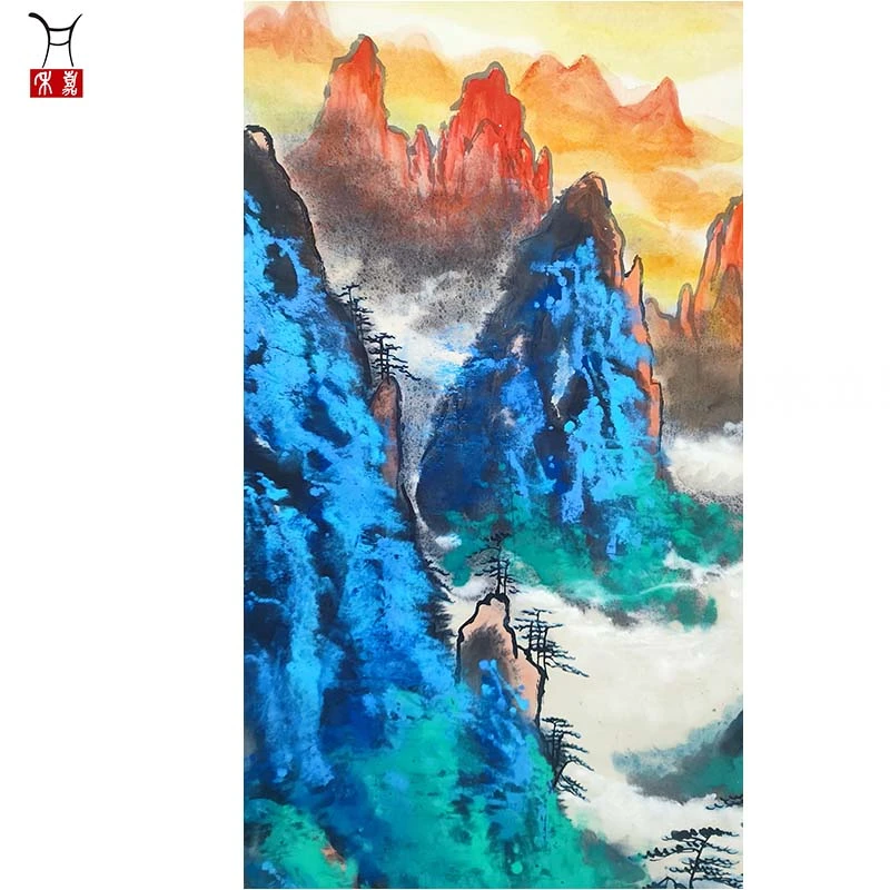 V1026泼彩山水立轴67x138/8.3平尺
