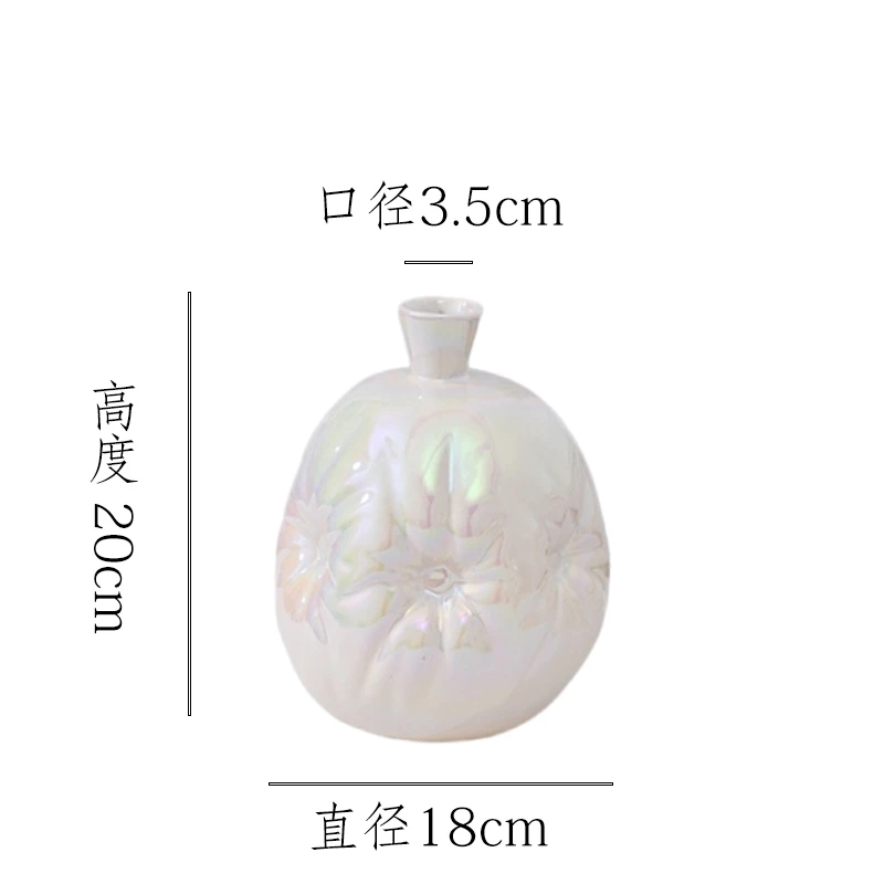 【珠光白-大号袋子】无孔水培桌面陶瓷花瓶干花鲜花插花花器