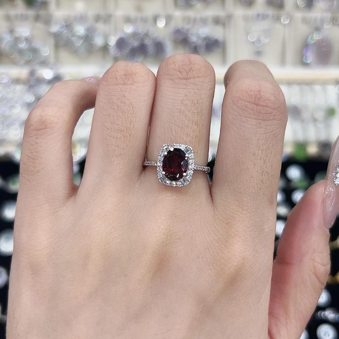 红宝石戒指银S925镶嵌