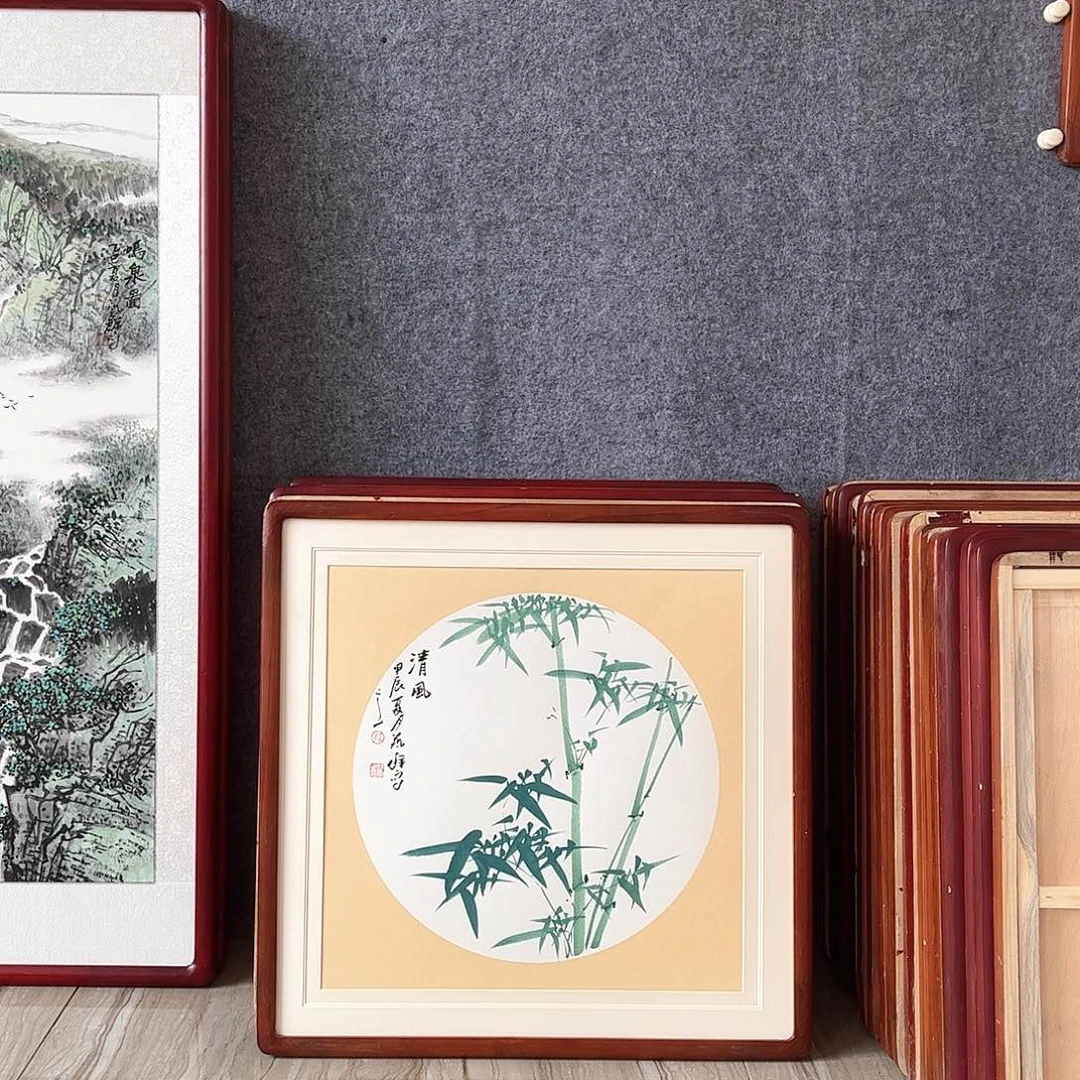 国画书画作品带框63×63厘米