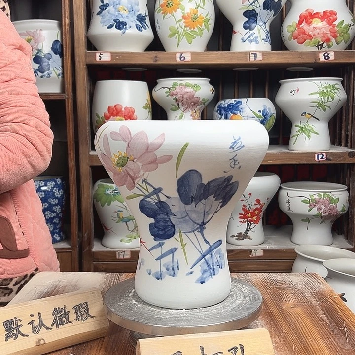 摆件火窝青花荷花新款陶瓷陶瓷