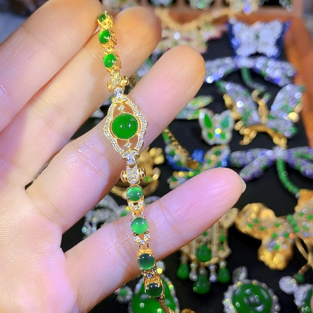 吊坠(不含链)银S925镶嵌翡翠