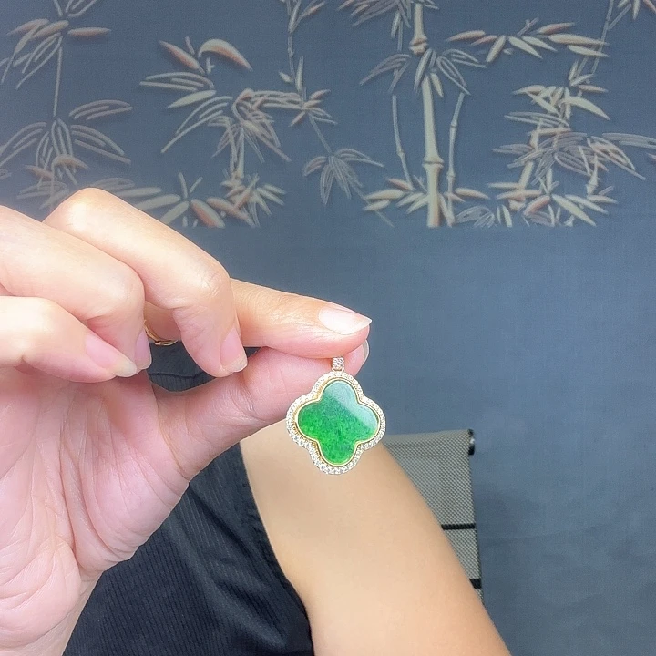 翡翠银S925镶嵌吊坠(不含链)特价