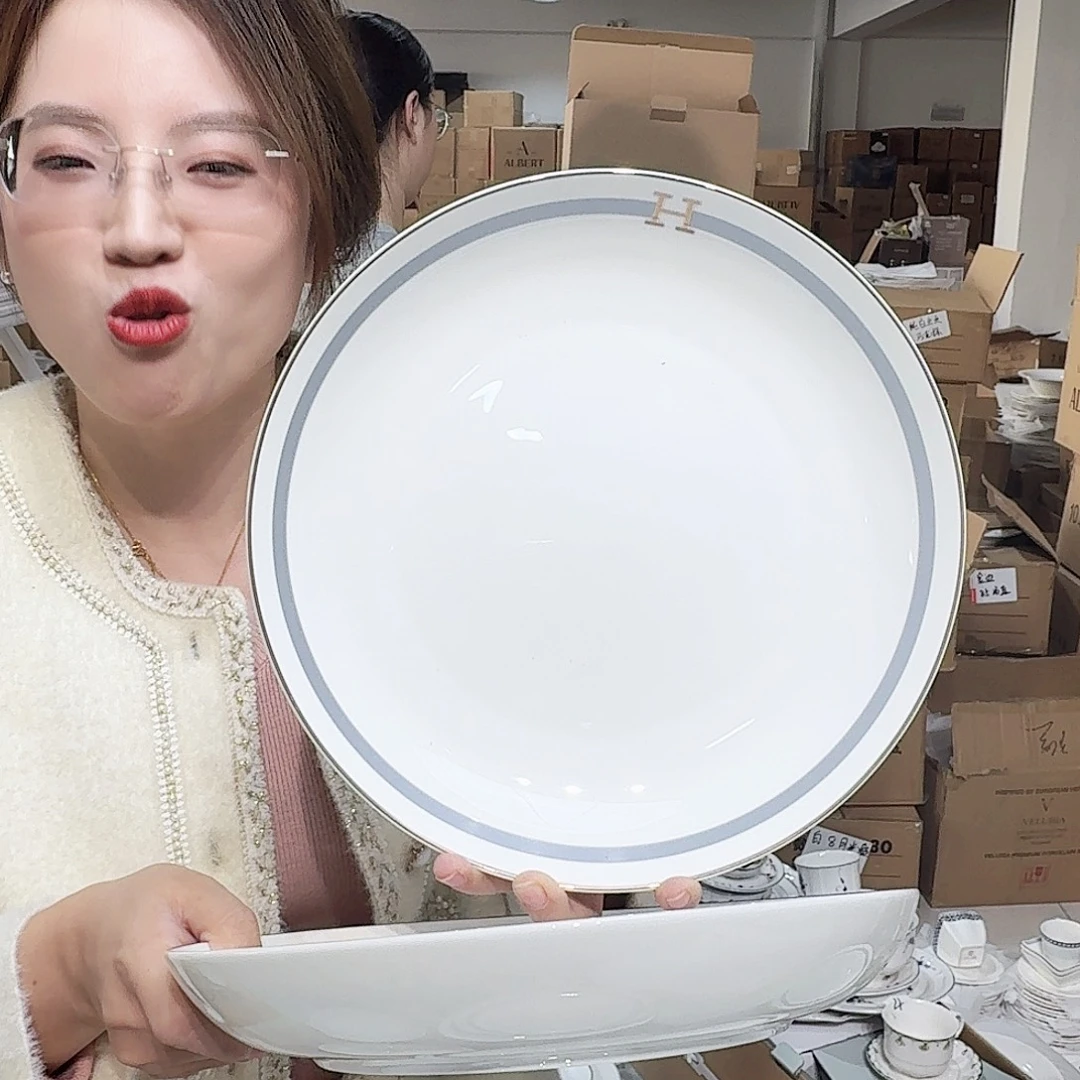 骨瓷高骨骨瓷十英寸25cm大钵2只外贸骨瓷