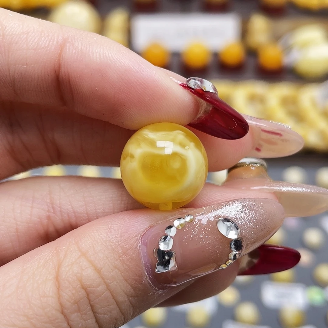 琥珀裸石未镶嵌蜜蜡圆珠15mm微瑕