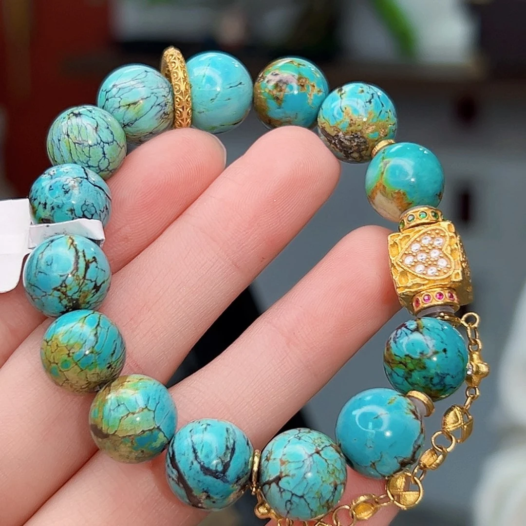 绿松石珠宝奇石18K金镶嵌