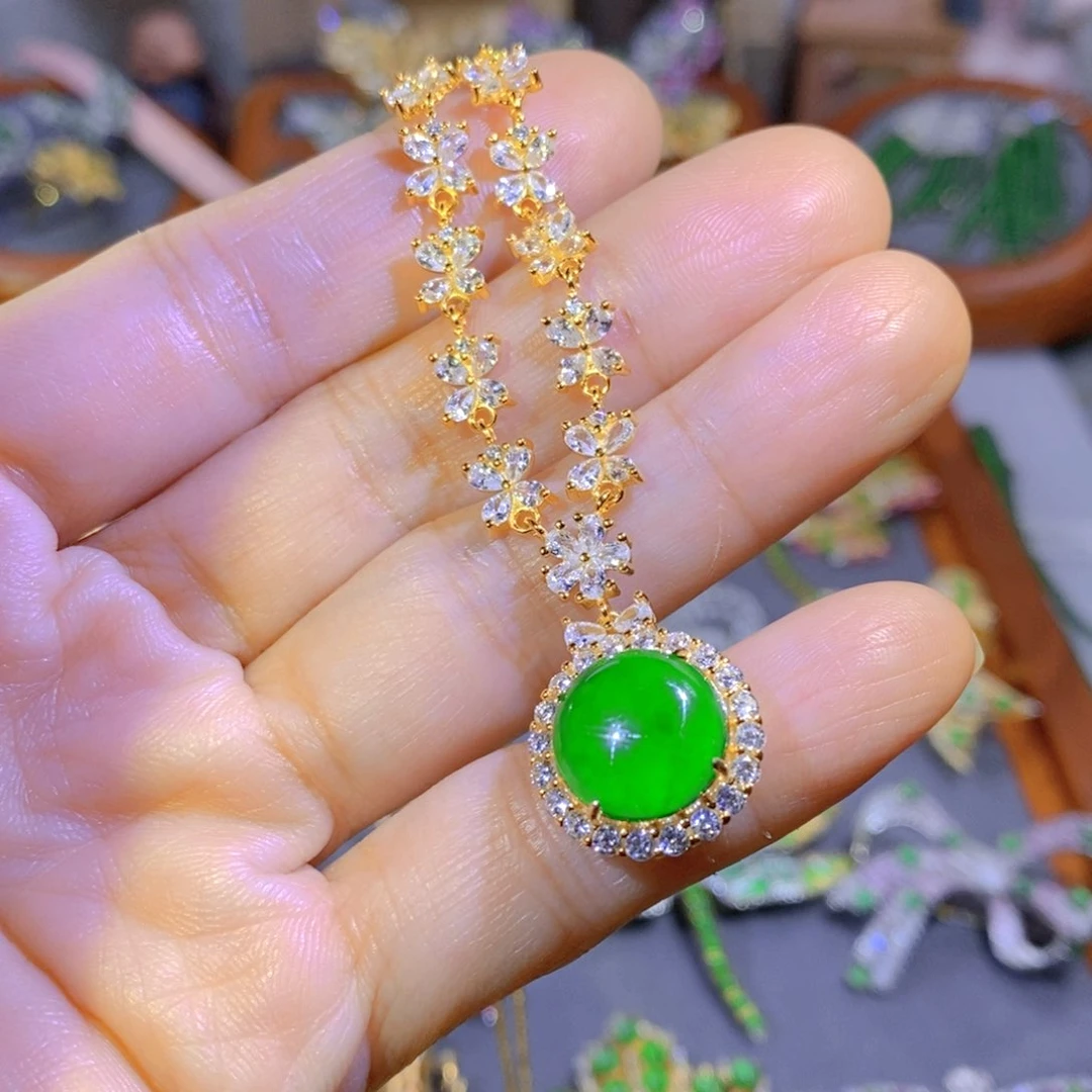 银S925镶嵌把件翡翠