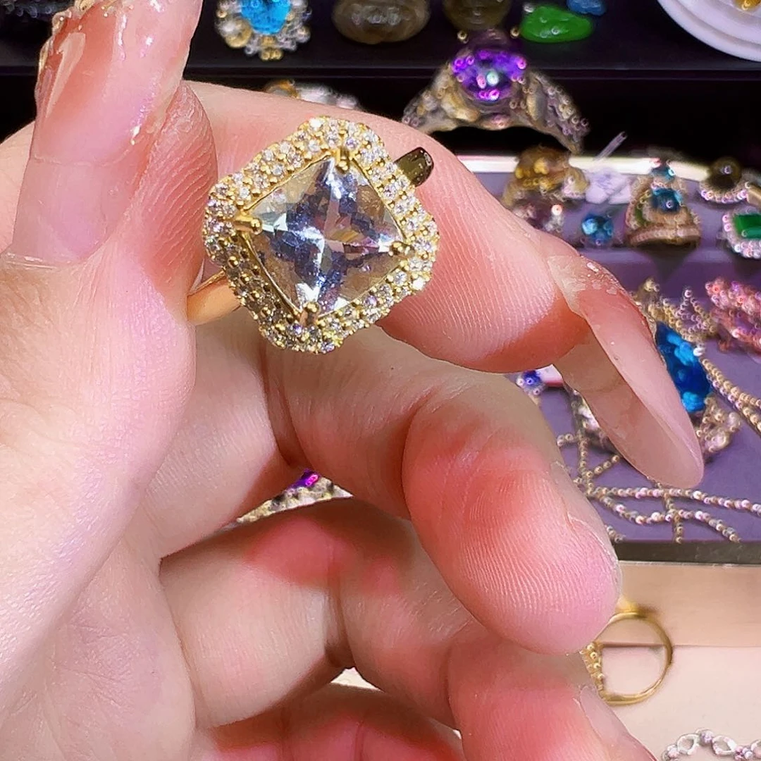 银S925镶嵌戒指托帕石