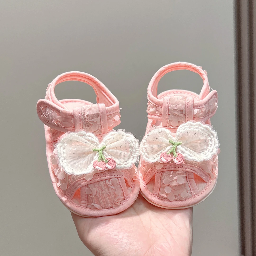 夏季一岁女宝宝公主学步鞋软底6-12月婴幼儿仙女蝴蝶结透气凉鞋