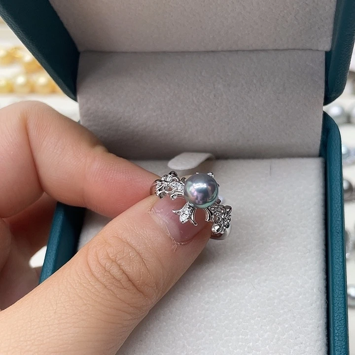 海水珍珠戒指银S925镶嵌