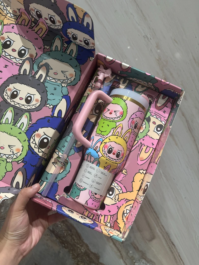 可爱卡通满印吸管杯 网红创意大容量便携少女心 学生情侣家用新款